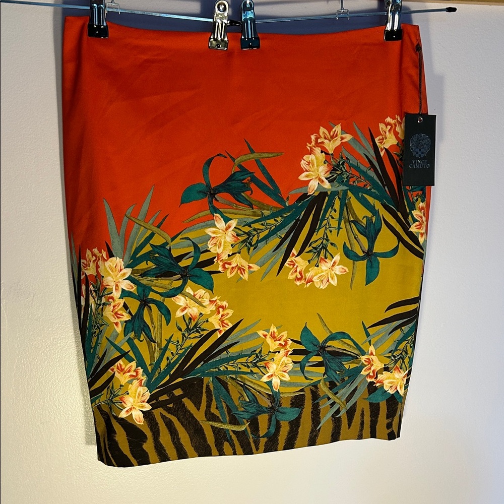 Vince Camuto Orange Floral Mini Skirt